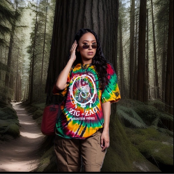 TIE DYE ZIG ZAG Braunstein Fr'eres Qualite Superieurp Portrait Of ZZ Man T-Shirt - Picture 8 of 15